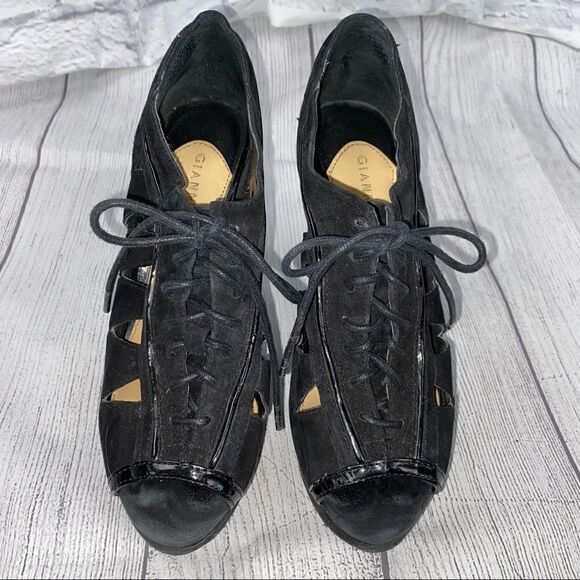 Gianni Bini open toe heeled booties black sz 7.5 women - Picture 2 of 11